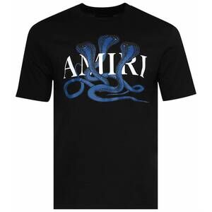 NEW AMIRI men's snake t-shirt in black and blue